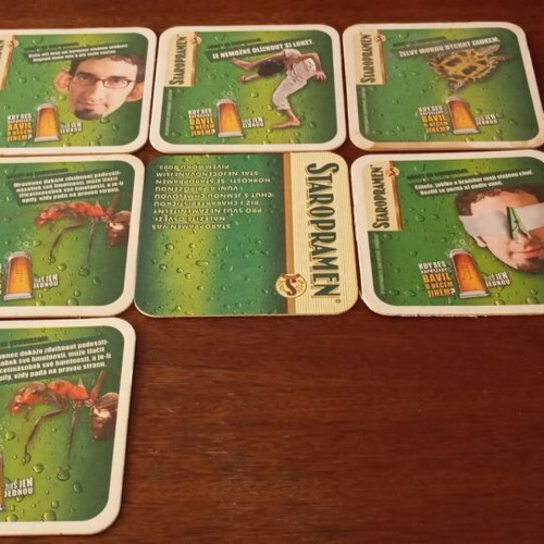Old beer coasters new, collector's set with Gambrinus holder