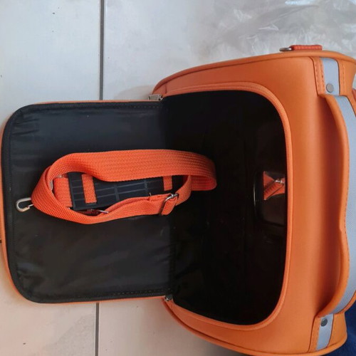 Travel toiletry bag orange new with mirror and strap