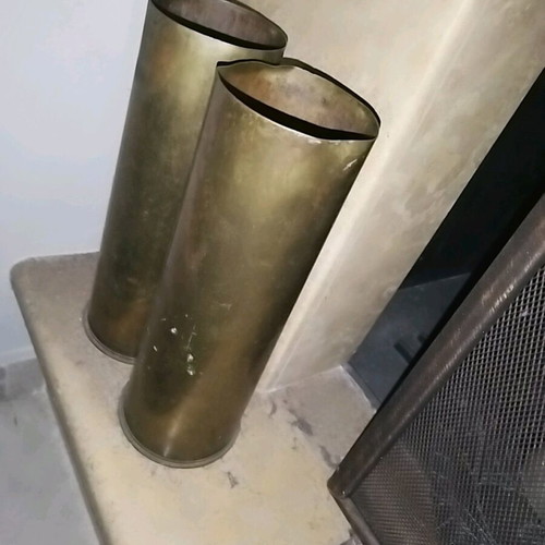 Shells used, 25-pounder artillery cartridge casings, set of 2