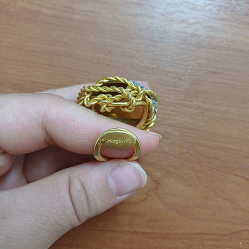 Handmade ring used, two-tone Marguerite