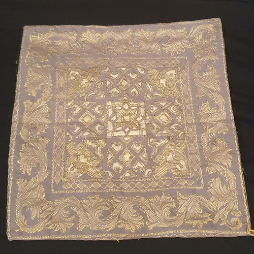 Pillowcase, antique, grey and gold, 40x40 cm, with zipper
