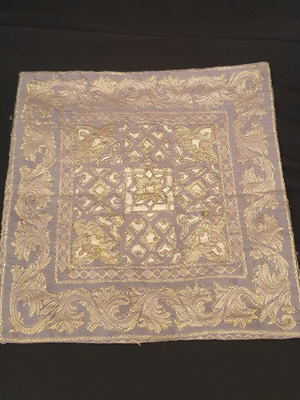 Pillowcase, antique, grey and gold, 40x40 cm, with zipper
