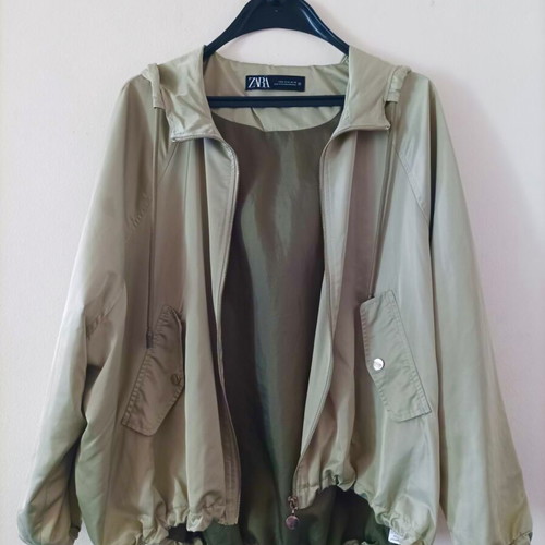 Zara oversized jacket with hood light green size M
