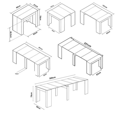 Wooden dining table new, white, extendable