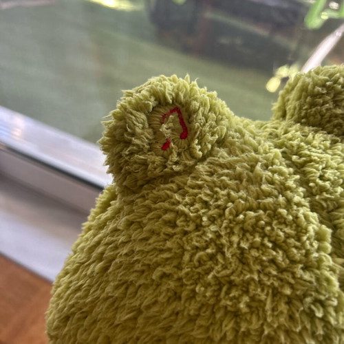 Rocking frog with seat like new, wooden base