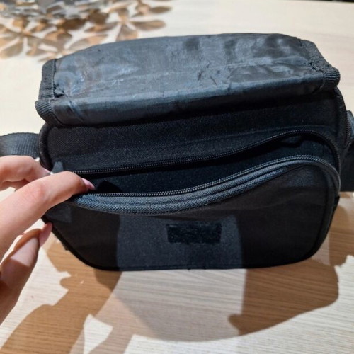 Black crossbody bag with strap