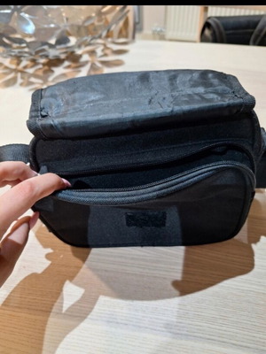 Black crossbody bag with strap