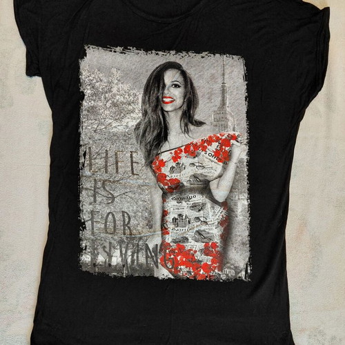 T-shirt with print like new, black, size M