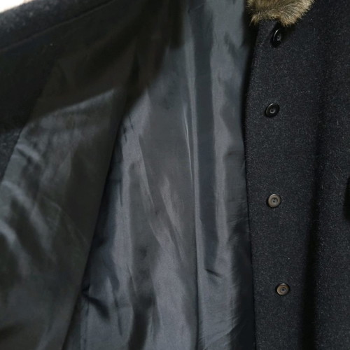 Wool coat new with synthetic fur, gray, size XL