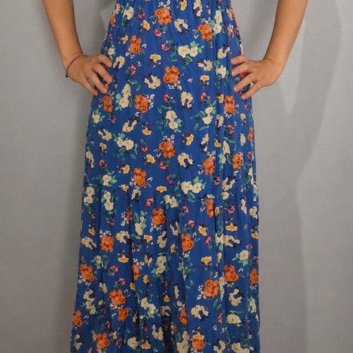 Dress Pink Woman used, blue floral summer dress size M