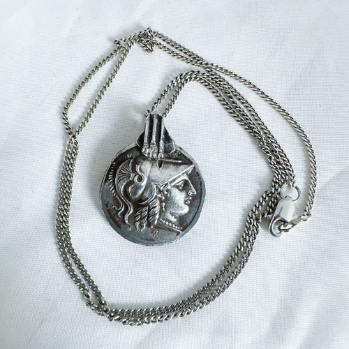 Vintage Greek silver 925 Athena & Nike pendant with chain