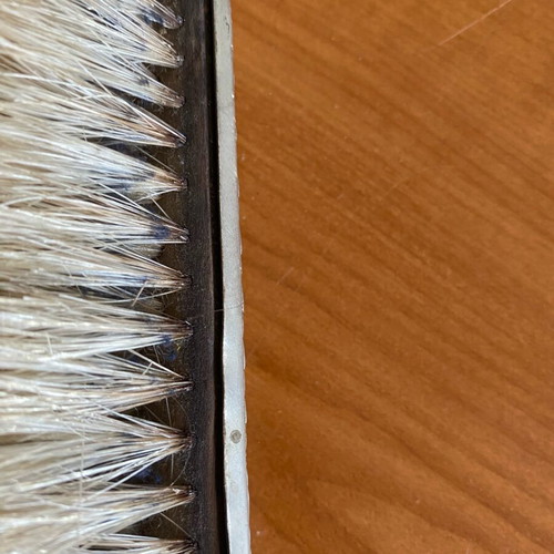 Vintage clothes brush used, 18 cm, with bronze decoration