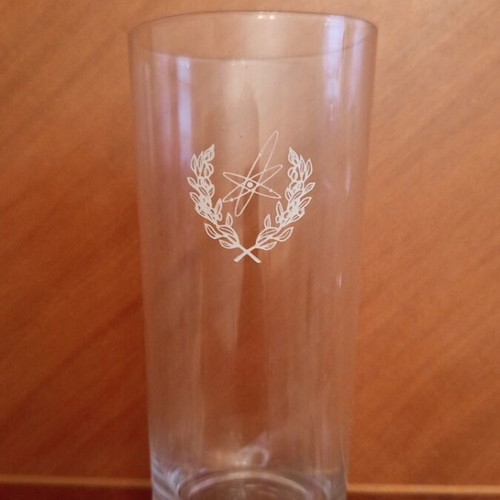 Vintage set of 6 highball glasses with nuclear radiological defense emblem