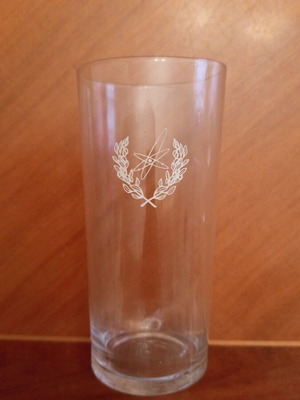 Vintage set of 6 highball glasses with nuclear radiological defense emblem
