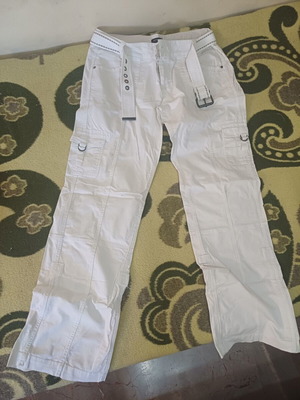 White pants with belt used, size XXL by Julia Bergovich
