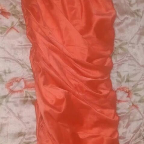 Eva & Lola Satin Dress with One Shoulder and Crystals like new, pink