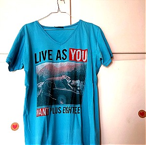 Αντρικό T-shirt γαλάζιο XXL