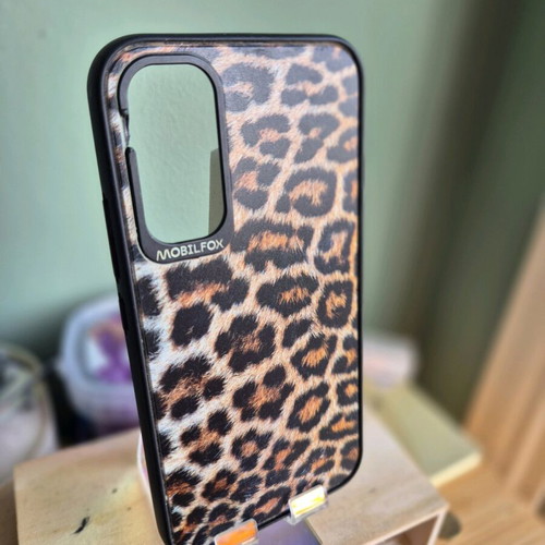 Samsung A34 mobile phone cases used, Mobilfox leopard and transparent lilac