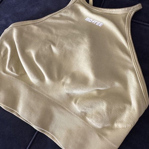 Bo+tee halter neck sports bra like new, yellow, size XS