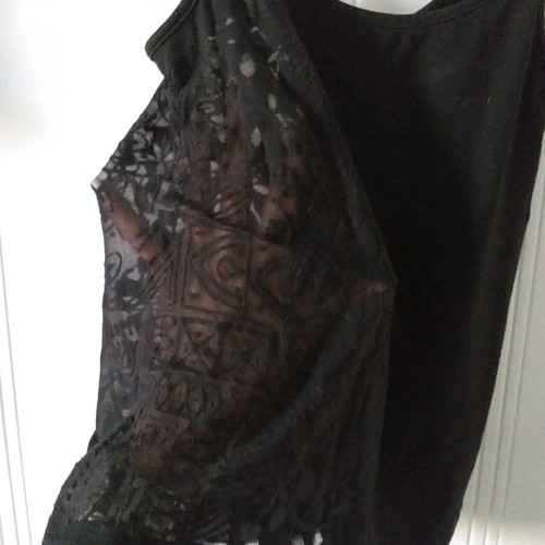 Women's blouse with transparency and spaghetti straps, black, size small