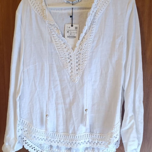 Zara linen blouse, white, size M