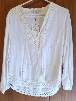 Zara linen blouse, white, size M