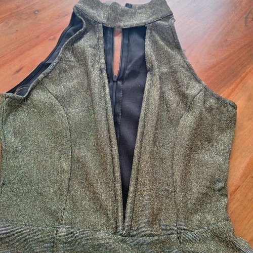 Rare London midi dress gold glitter size Small like new