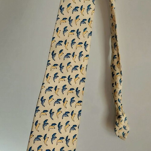 Passenger silk tie with dolphin print