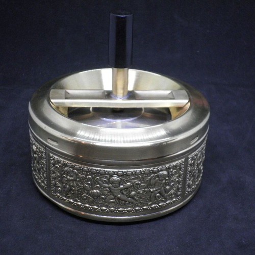 Antique Erhard closed ashtray used, brass made in Germany