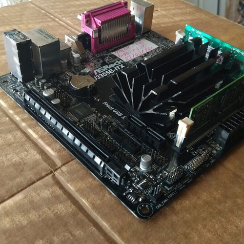 ASRock J3355B-ITX motherboard used with Intel Celeron CPU and 4GB RAM