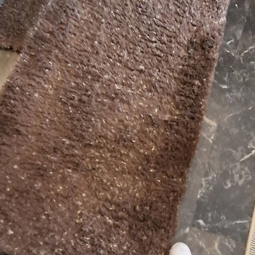 Sahggy bedroom rug set 3 pcs like new, brown with beige tufts