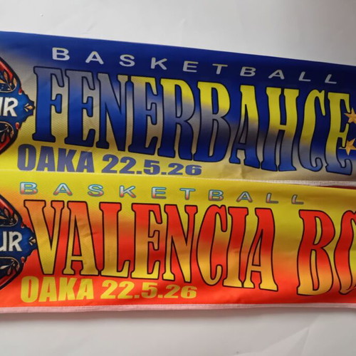 Set of 2 Final 4 2026 OAKA scarves Olympiacos Fenerbahce Real Madrid Valencia