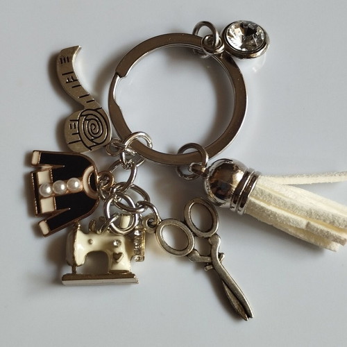 Sewing accessory new with sewing machine, scissors, tassel and rhinestones