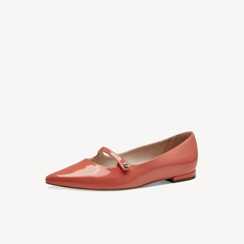 Tamaris orange patent leather Mary Jane flats size 38