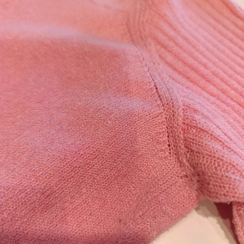 Crochet pink spring cotton sweater, small/medium