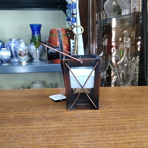 Church lantern used, brown color with handle 8x7x7