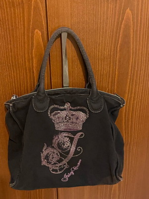 Juicy Couture Y2K Mini Velvet Shoulder Bag used, black and purple