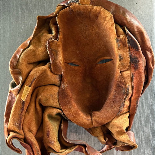 Handmade leather mask wall decor