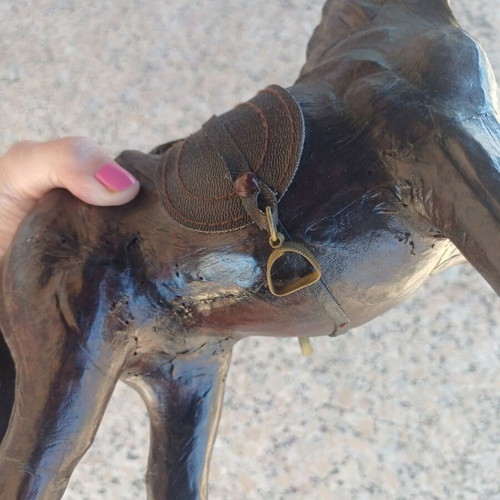 Vintage Decorative Horse Handmade From Natural Leather 20th Century