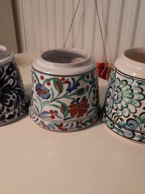 Icaros collectible ceramics used, set of 3, hand-painted