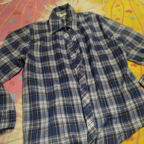 Plaid shirt XL like new, white and blue