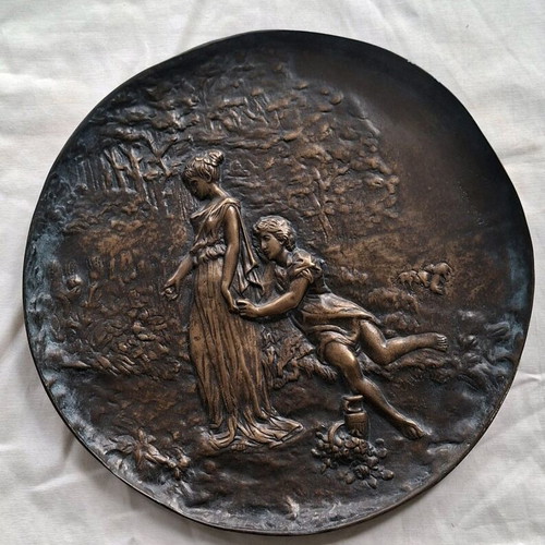 Italian bronze relief wall plaque used, neoclassical, late 19th century