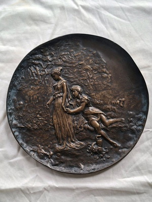 Italian bronze relief wall plaque used, neoclassical, late 19th century
