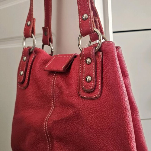 Leather shoulder bag used, red