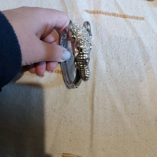 Handmade steel bracelet with elephant design and rhinestones like new