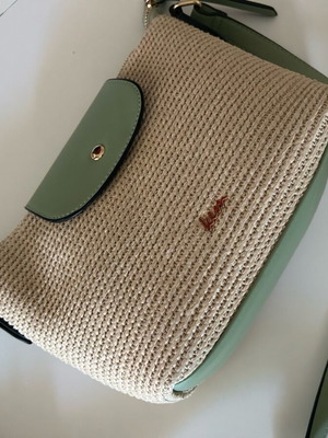 Τσάντα ώμου KEM beige και πράσινη, σαν καινούργια
