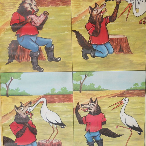 Old school map The wolf and the stork used