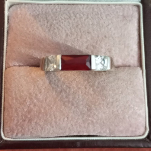 Silver ring 925 with zircon, size 53, used