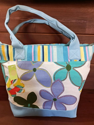 Fabric bag blue early 00s new with flowers