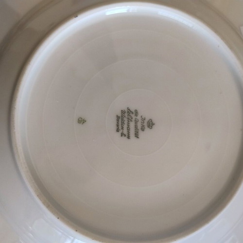 Soup plates set used, 3 pieces with gold details, Bavarian porcelain